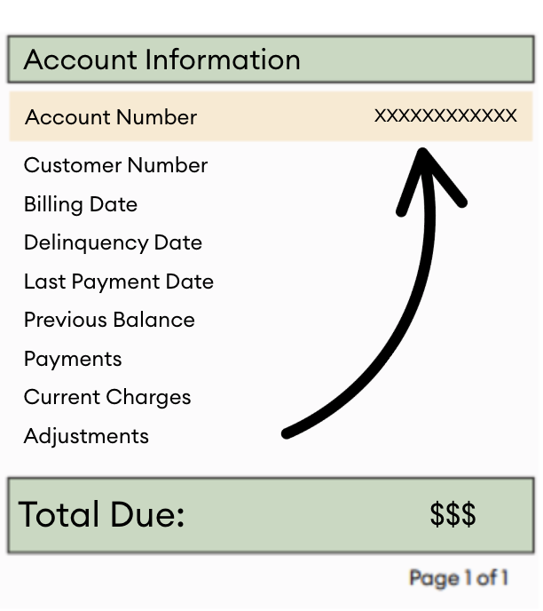 A screenshot of an old Gilbert Utility Bill showing the account number